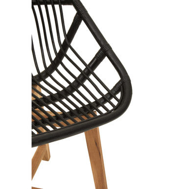 Manado Accent Chair | Black Rattan and Teak Wood Chair