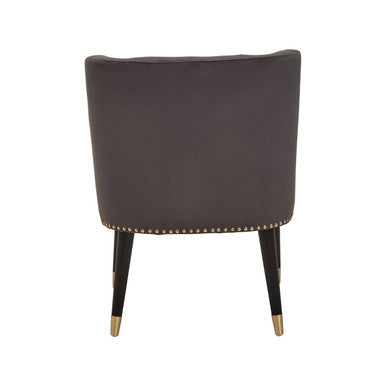 Doucet Grey Velvet Dining Chair with Black Wooden Legs