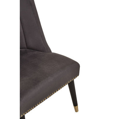 Doucet Grey Velvet Dining Chair with Black Wooden Legs