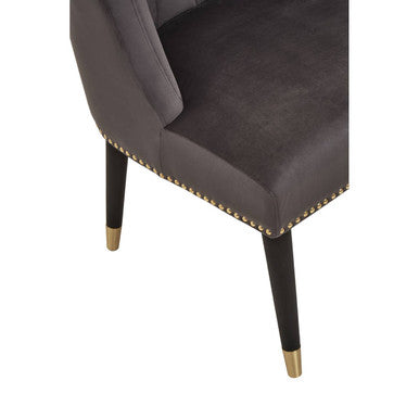 Doucet Grey Velvet Dining Chair with Black Wooden Legs