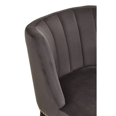 Doucet Grey Velvet Dining Chair with Black Wooden Legs
