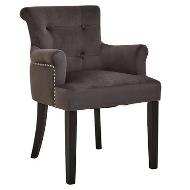 Doucet Dining Chair | Grey Velvet Dining Chair with Ring Back