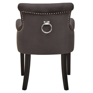 Doucet Dining Chair | Grey Velvet Dining Chair with Ring Back