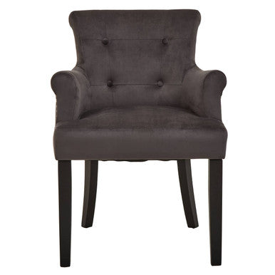 Doucet Dining Chair | Grey Velvet Dining Chair with Ring Back