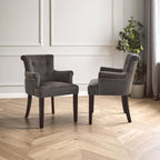 Doucet Dining Chair | Grey Velvet Dining Chair with Ring Back