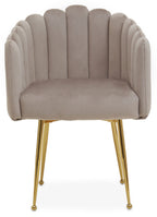 Bari Dining Chair | Mink Velvet Scalloped Dining Chair with Gold Finish Legs