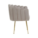 Bari Dining Chair | Mink Velvet Scalloped Dining Chair with Gold Finish Legs