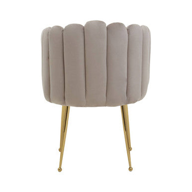 Bari Dining Chair | Mink Velvet Scalloped Dining Chair with Gold Finish Legs