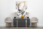 Bari Dining Chair | Mink Velvet Scalloped Dining Chair with Gold Finish Legs