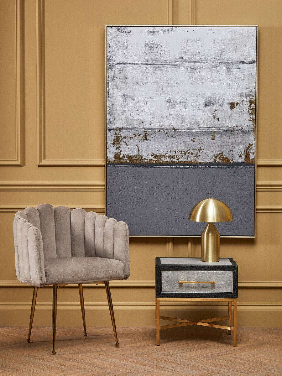 Bari Dining Chair | Mink Velvet Scalloped Dining Chair with Gold Finish Legs