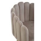 Bari Dining Chair | Mink Velvet Scalloped Dining Chair with Gold Finish Legs
