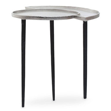 Simbolo Side Table | Silver Nickel Finish Asymmetric Side Table