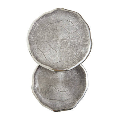 Silva Side Table Set | Silver Finish Oak Effect Set of 2 Side Tables
