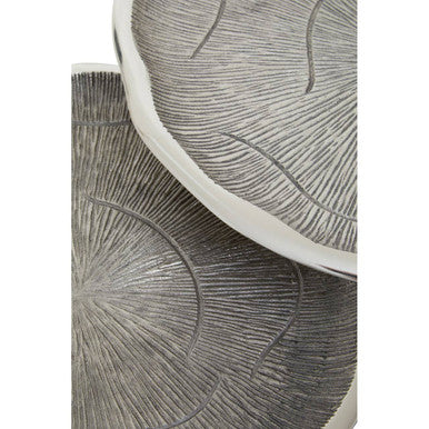 Silva Side Table Set | Silver Finish Oak Effect Set of 2 Side Tables