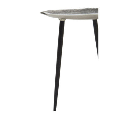 Silva Side Table Set | Silver Finish Oak Effect Set of 2 Side Tables