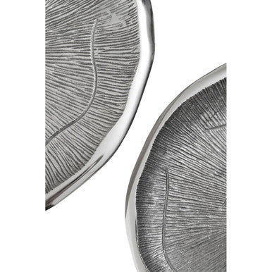 Silva Side Table Set | Silver Finish Oak Effect Set of 2 Side Tables