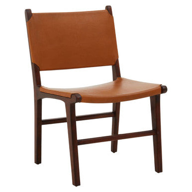 Inca Dining Chair | Antique Brown Leather and Teak Wood Chair