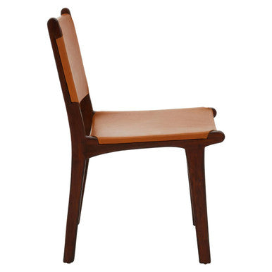 Inca Dining Chair | Antique Brown Leather and Teak Wood Chair