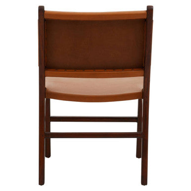 Inca Dining Chair | Antique Brown Leather and Teak Wood Chair