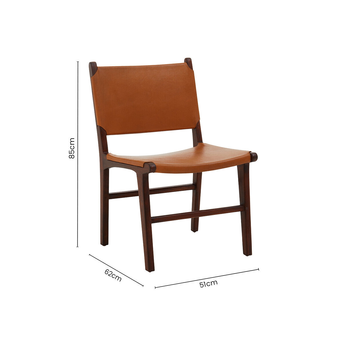 Inca Dining Chair | Antique Brown Leather and Teak Wood Chair