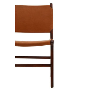 Inca Dining Chair | Antique Brown Leather and Teak Wood Chair