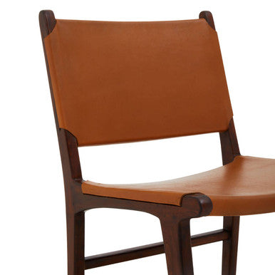 Inca Dining Chair | Antique Brown Leather and Teak Wood Chair