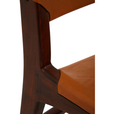 Inca Dining Chair | Antique Brown Leather and Teak Wood Chair