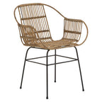 Java Armchair | Natural Rattan Armchair With Black Metal Legs