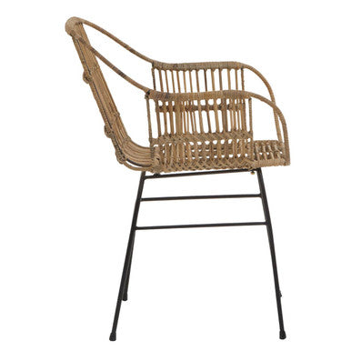 Java Armchair | Natural Rattan Armchair With Black Metal Legs