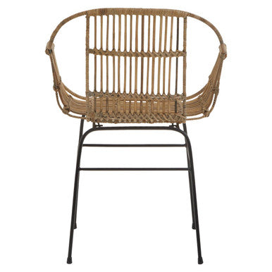 Java Armchair | Natural Rattan Armchair With Black Metal Legs