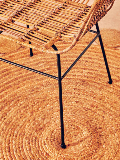 Java Armchair | Natural Rattan Armchair With Black Metal Legs