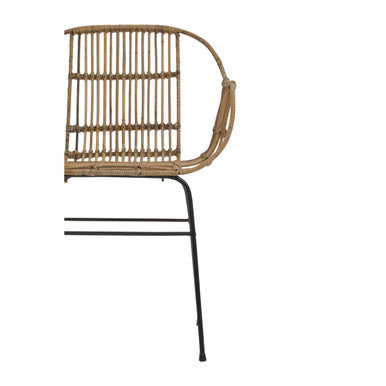 Java Armchair | Natural Rattan Armchair With Black Metal Legs