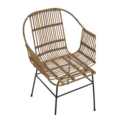 Java Armchair | Natural Rattan Armchair With Black Metal Legs
