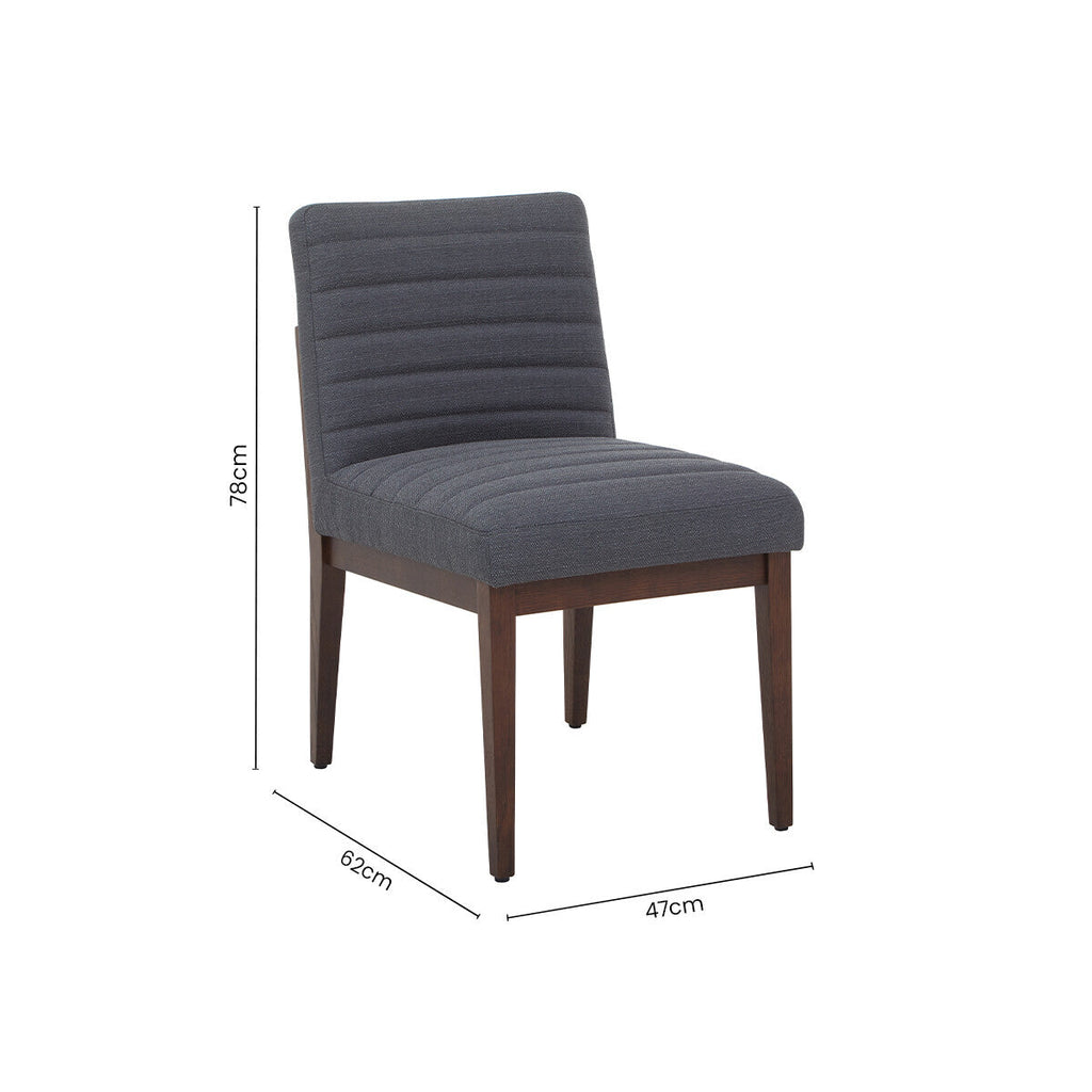Brando Dining Chair | Charcoal Grey Fabric Dining Chair with Oak Wood Legs