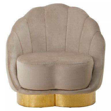 Biarritz Accent Chair | Mink Velvet Chair with Gold Finish Base