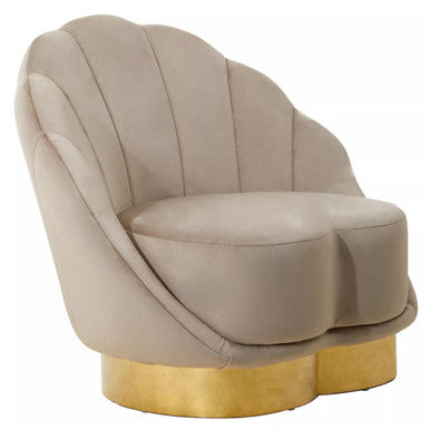 Biarritz Accent Chair | Mink Velvet Chair with Gold Finish Base