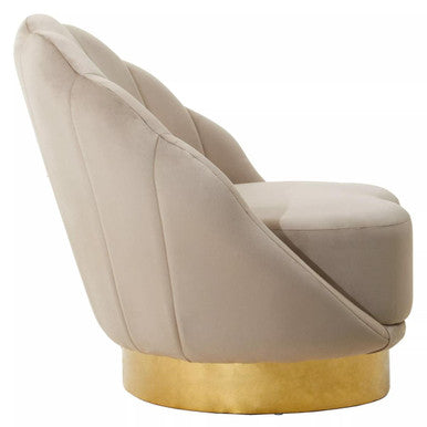 Biarritz Accent Chair | Mink Velvet Chair with Gold Finish Base