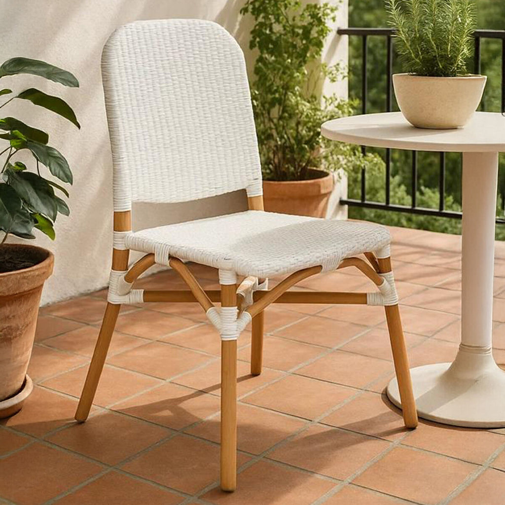 Manado Dining Chair | Natural and White Rattan Dining Chair