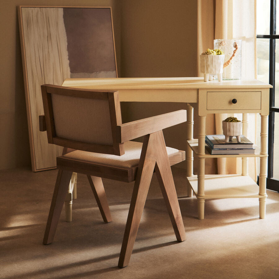 Cebu Dining Chair | Ivory Fabric and Grey Wash Beech Wood Dining Chair