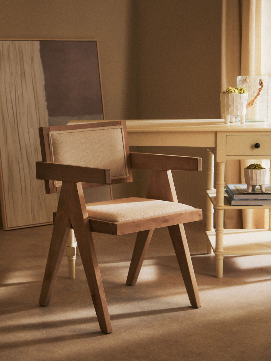 Cebu Dining Chair | Ivory Fabric and Grey Wash Beech Wood Dining Chair