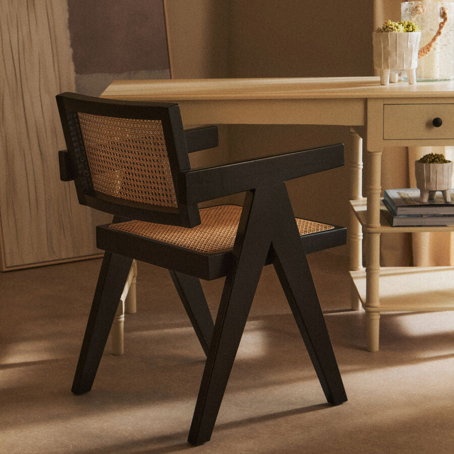 Cebu Dining Chair | Natural Cane and Black Beech Wood Dining Chair