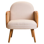 Cebu Dining Chair | Ivory Fabric and Cane Chair with Elm Wood Legs