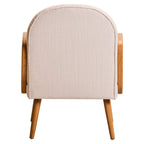Cebu Dining Chair | Ivory Fabric and Cane Chair with Elm Wood Legs