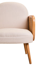 Cebu Dining Chair | Ivory Fabric and Cane Chair with Elm Wood Legs
