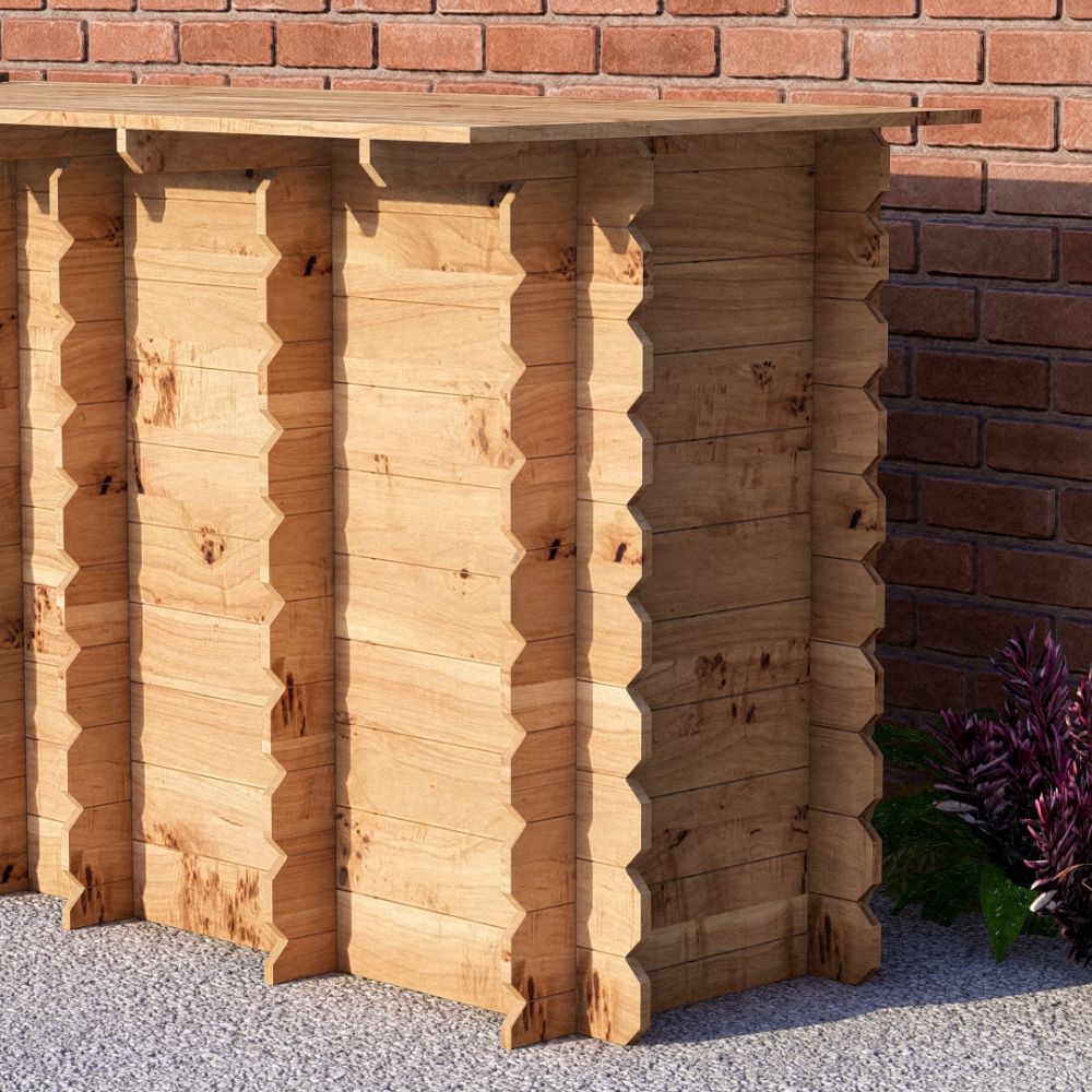 Large Wooden Interlock Bar | 2m Solid Timber Garden Bar
