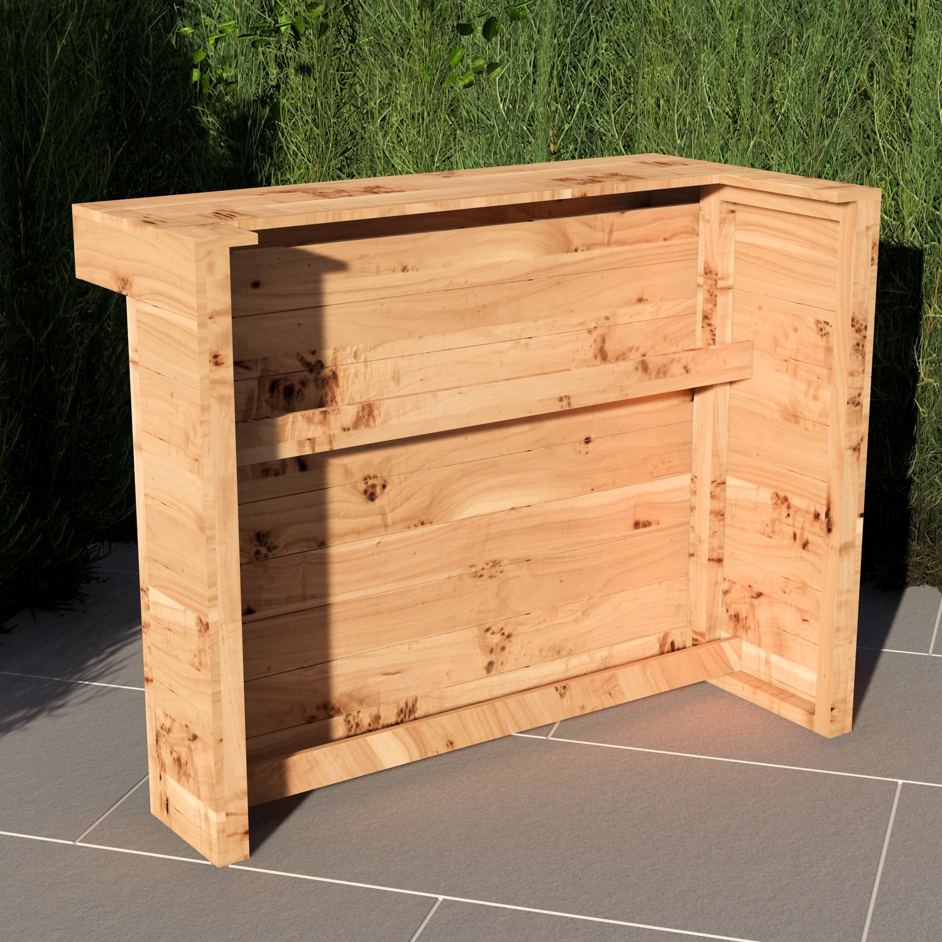 L-Shape Rustic Wooden Garden Bar | Corner Pallet-Style Outdoor Bar