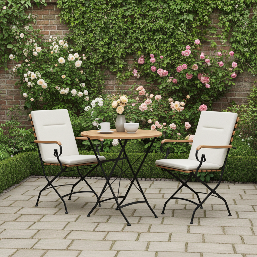 Sicily 2 Seater Teak and Wrought Iron Round 70cm Garden Dining Set