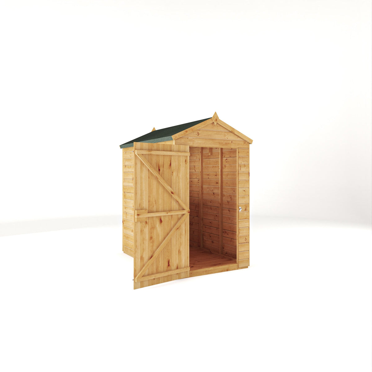 Mercia Woodsman Shiplap Apex shed with door open