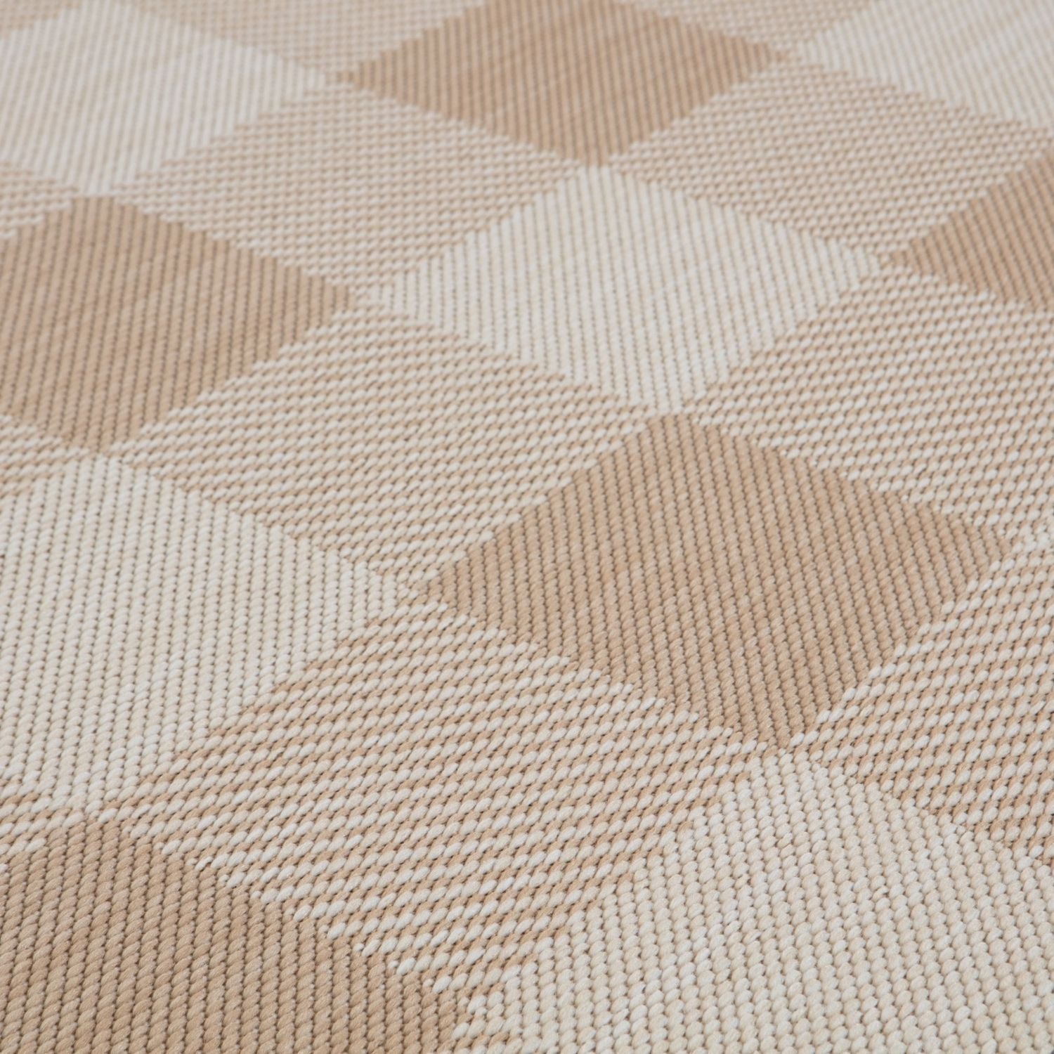 Ecology Outdoor Rug | Beige Geometric Flatweave | Odour Resistant Polypropylene