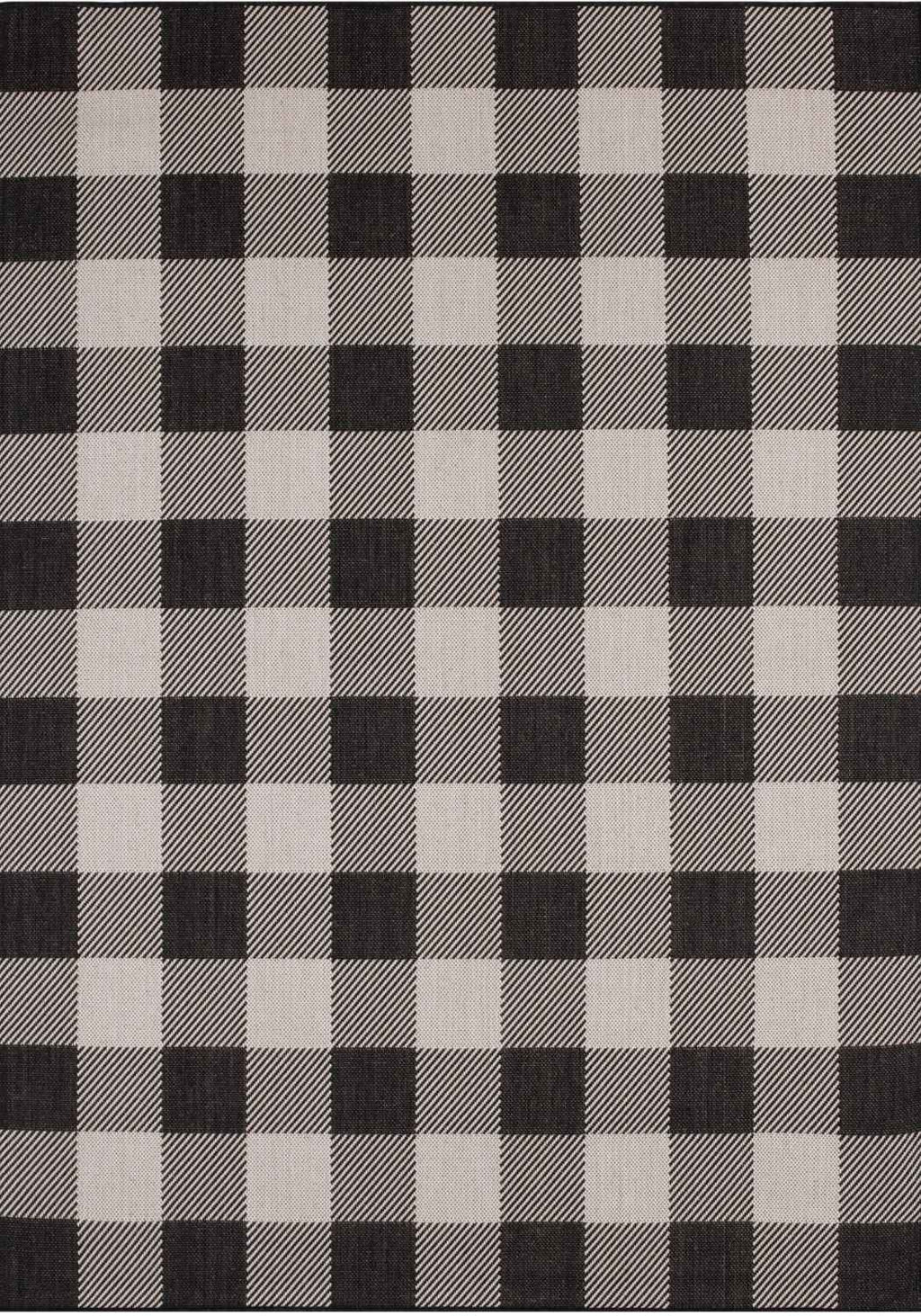 Ecology Outdoor Rug in black geometric odour resistant polypropylene